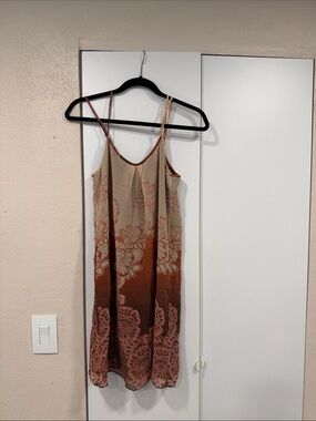 Da-Nang Beige and Rust Floral Mini Dress